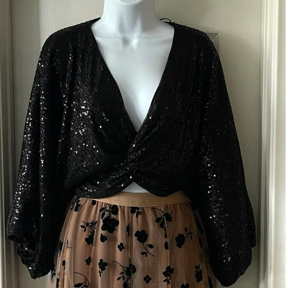 Mustard Seed- cropped sequin top